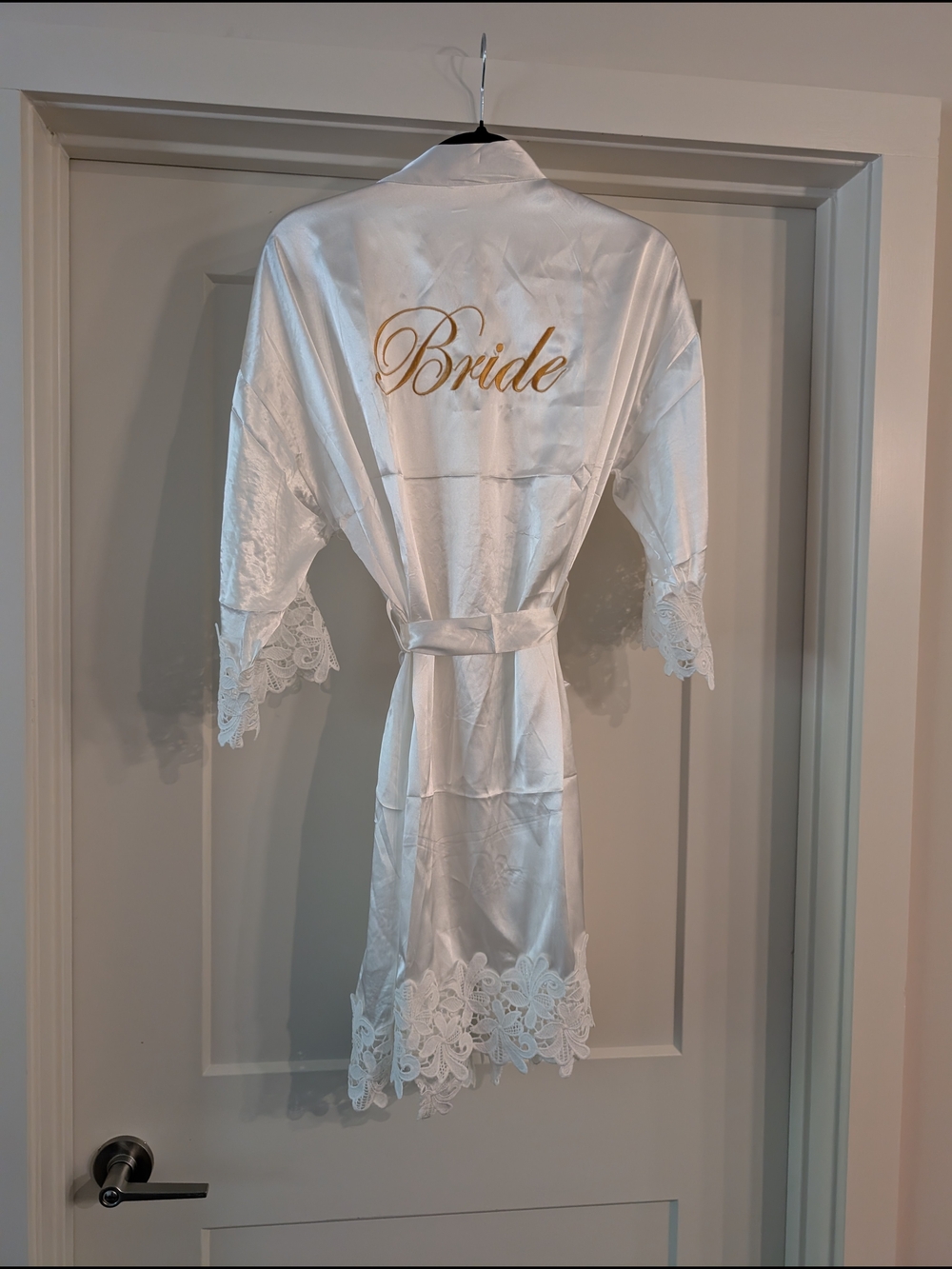 Bride Satin Robe with Gold Script
